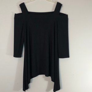 Caribe USA Top Cold Shoulder Style Asymmetrical Hem SZ L NWT